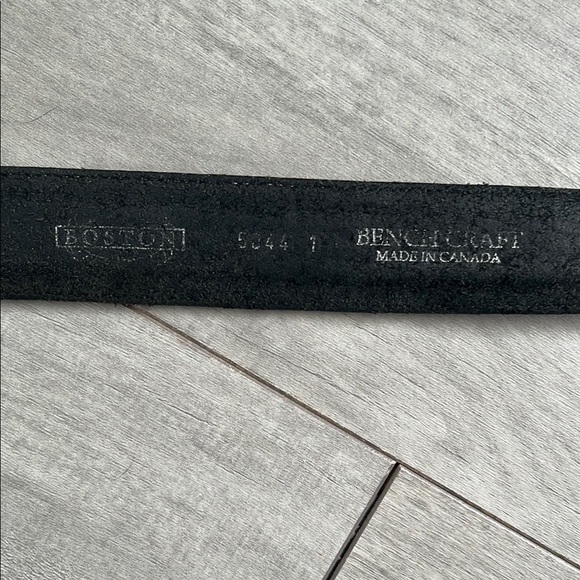 BOSTON LEATHER Brown textured Leather Belt Gold Buckle, size 38 - Picture 6 of 7